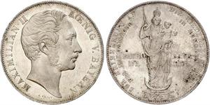 2 Gulden Regno di Baviera (1806 - 1918) Argento Massimiliano II di Baviera(1811 - 1864)