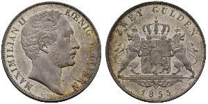 2 Gulden Regno di Baviera (1806 - 1918) Argento Massimiliano II di Baviera(1811 - 1864)