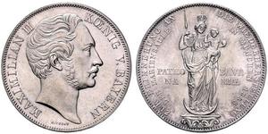 2 Gulden Regno di Baviera (1806 - 1918) Argento Massimiliano II di Baviera(1811 - 1864)