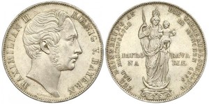 2 Gulden Regno di Baviera (1806 - 1918) Argento Massimiliano II di Baviera(1811 - 1864)