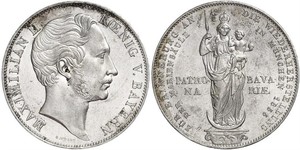 2 Gulden Regno di Baviera (1806 - 1918) Argento Massimiliano II di Baviera(1811 - 1864)