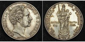 2 Gulden Regno di Baviera (1806 - 1918) Argento Massimiliano II di Baviera(1811 - 1864)