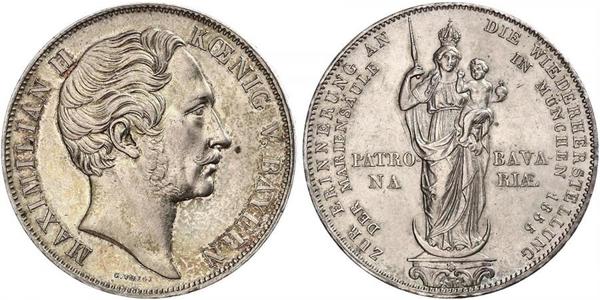 2 Gulden Regno di Baviera (1806 - 1918) Argento Massimiliano II di Baviera(1811 - 1864)