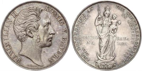 2 Gulden Regno di Baviera (1806 - 1918) Argento Massimiliano II di Baviera(1811 - 1864)