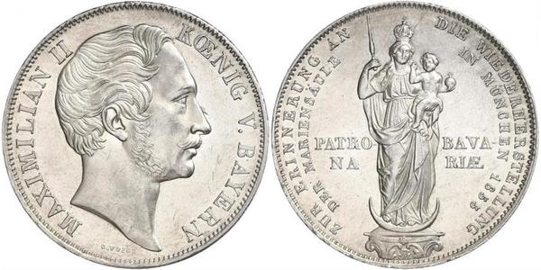 2 Gulden Regno di Baviera (1806 - 1918) Argento Massimiliano II di Baviera(1811 - 1864)