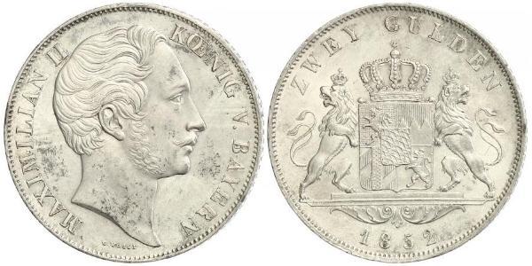 2 Gulden Regno di Baviera (1806 - 1918) Argento Massimiliano II di Baviera(1811 - 1864)