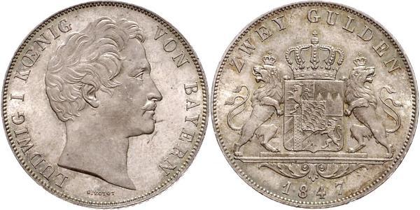 2 Gulden Regno di Baviera (1806 - 1918) Argento Ludovico I di Baviera (re)(1786 – 1868)