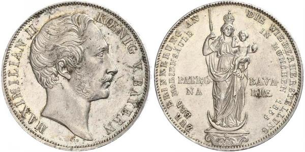2 Gulden Regno di Baviera (1806 - 1918) Argento Massimiliano II di Baviera(1811 - 1864)