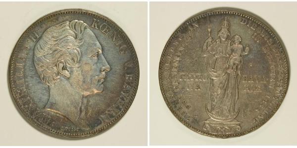 2 Gulden Regno di Baviera (1806 - 1918) Argento Massimiliano II di Baviera(1811 - 1864)