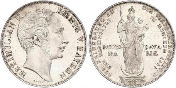 2 Gulden Regno di Baviera (1806 - 1918) Argento Massimiliano II di Baviera(1811 - 1864)