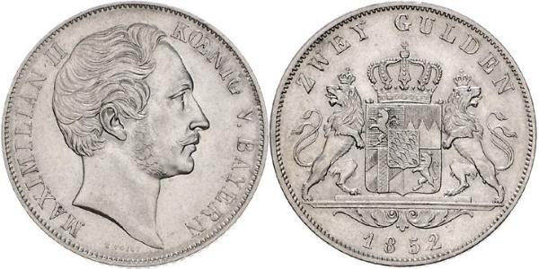 2 Gulden Regno di Baviera (1806 - 1918) Argento Massimiliano II di Baviera(1811 - 1864)