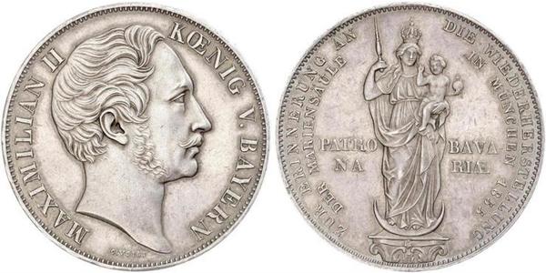 2 Gulden Regno di Baviera (1806 - 1918) Argento Massimiliano II di Baviera(1811 - 1864)