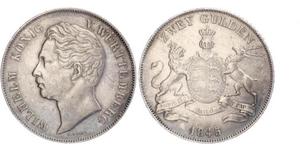 2 Gulden Regno di Württemberg (1806-1918) Argento Guglielmo I di Württemberg