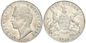 2 Gulden Regno di Württemberg (1806-1918) Argento Guglielmo I di Württemberg