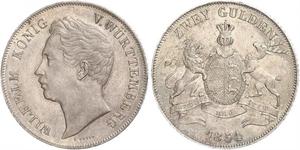 2 Gulden Regno di Württemberg (1806-1918) Argento Guglielmo I di Württemberg