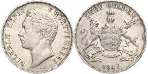 2 Gulden Regno di Württemberg (1806-1918) Argento Guglielmo I di Württemberg