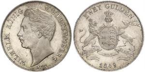 2 Gulden Regno di Württemberg (1806-1918) Argento Guglielmo I di Württemberg