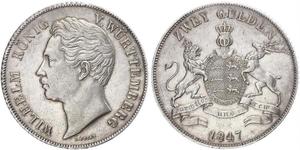 2 Gulden Regno di Württemberg (1806-1918) Argento Guglielmo I di Württemberg