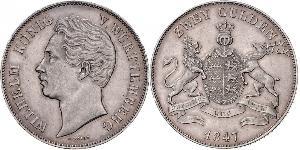 2 Gulden Regno di Württemberg (1806-1918) Argento Guglielmo I di Württemberg