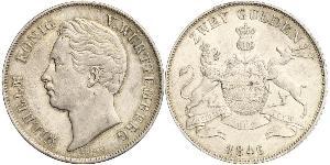 2 Gulden Regno di Württemberg (1806-1918) Argento Guglielmo I di Württemberg