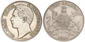 2 Gulden Regno di Württemberg (1806-1918) Argento Guglielmo I di Württemberg