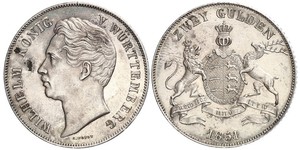 2 Gulden Regno di Württemberg (1806-1918) Argento Guglielmo I di Württemberg