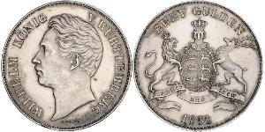 2 Gulden Regno di Württemberg (1806-1918) Argento Guglielmo I di Württemberg