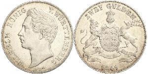 2 Gulden Regno di Württemberg (1806-1918) Argento Guglielmo I di Württemberg