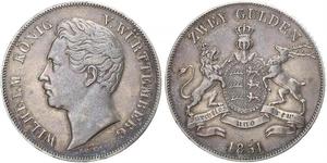 2 Gulden Regno di Württemberg (1806-1918) Argento Guglielmo I di Württemberg