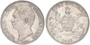 2 Gulden Regno di Württemberg (1806-1918) Argento Guglielmo I di Württemberg