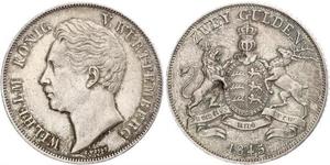 2 Gulden Regno di Württemberg (1806-1918) Argento Guglielmo I di Württemberg