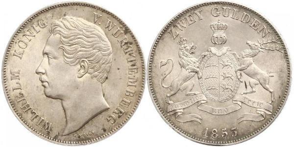 2 Gulden Regno di Württemberg (1806-1918) Argento Guglielmo I di Württemberg