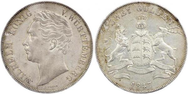 2 Gulden Regno di Württemberg (1806-1918) Argento Guglielmo I di Württemberg