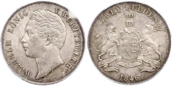 2 Gulden Regno di Württemberg (1806-1918) Argento Guglielmo I di Württemberg
