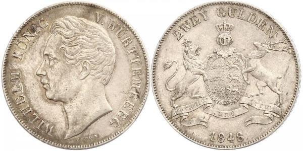 2 Gulden Regno di Württemberg (1806-1918) Argento Guglielmo I di Württemberg