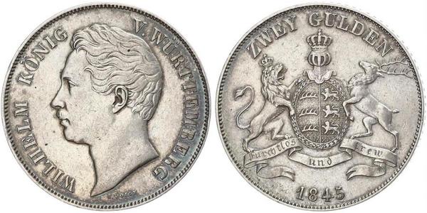 2 Gulden Regno di Württemberg (1806-1918) Argento Guglielmo I di Württemberg