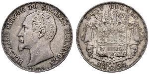 2 Gulden Sassonia-Meiningen (1680 - 1918) Argento Bernardo II di Sassonia-Meiningen