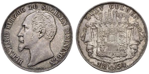 2 Gulden Sassonia-Meiningen (1680 - 1918) Argento Bernardo II di Sassonia-Meiningen