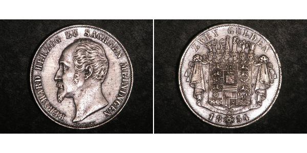 2 Gulden Ducado de Sajonia-Meiningen (1680 - 1918) Plata Bernardo II de Sajonia-Meiningen