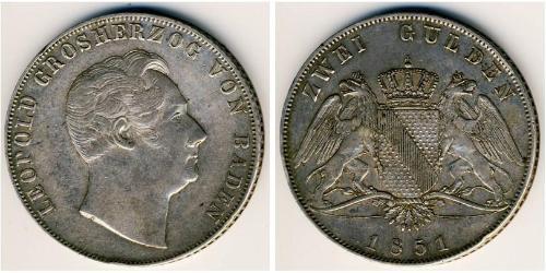 2 Gulden Gran Ducado de Baden (1806-1918) Plata Leopoldo I de Baden(1790 – 1852)