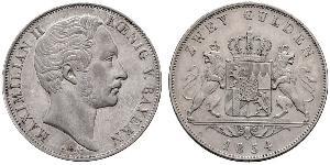 2 Gulden Reino de Baviera (1806 - 1918) Plata Maximiliano II de Baviera(1811 - 1864)