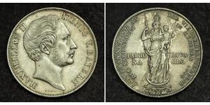 2 Gulden Reino de Baviera (1806 - 1918) Plata Maximiliano II de Baviera(1811 - 1864)