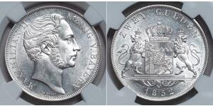 2 Gulden Reino de Baviera (1806 - 1918) Plata Maximiliano II de Baviera(1811 - 1864)