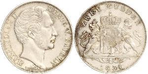 2 Gulden Reino de Baviera (1806 - 1918) Plata Maximiliano II de Baviera(1811 - 1864)