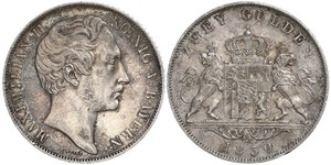 2 Gulden Reino de Baviera (1806 - 1918) Plata Maximiliano II de Baviera(1811 - 1864)