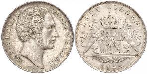 2 Gulden Reino de Baviera (1806 - 1918) Plata Maximiliano II de Baviera(1811 - 1864)