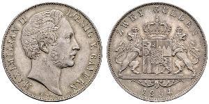 2 Gulden Reino de Baviera (1806 - 1918) Plata Maximiliano II de Baviera(1811 - 1864)