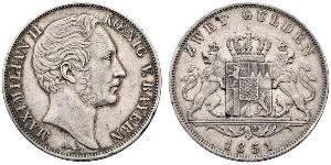 2 Gulden Reino de Baviera (1806 - 1918) Plata Maximiliano II de Baviera(1811 - 1864)