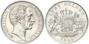 2 Gulden Reino de Baviera (1806 - 1918) Plata Maximiliano II de Baviera(1811 - 1864)