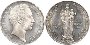 2 Gulden Reino de Baviera (1806 - 1918) Plata Maximiliano II de Baviera(1811 - 1864)